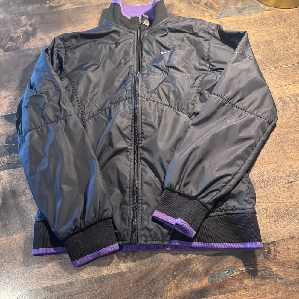 Nike Clima-Fit Girls Jacket Zip Black & Purple Size XL Pit to‎ Pit 19"